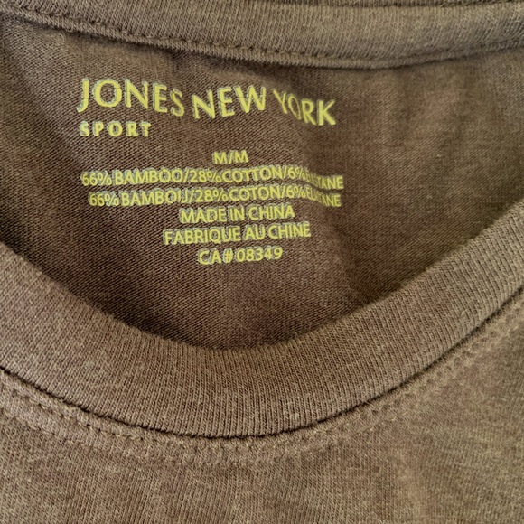 Jones New York lot of 2 bamboo & cotton blend tops brown & cream crew neck US M - Picture 7 of 14